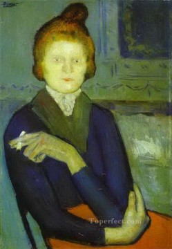 タバコを持つ女 1901年 パブロ・ピカソ Oil Paintings